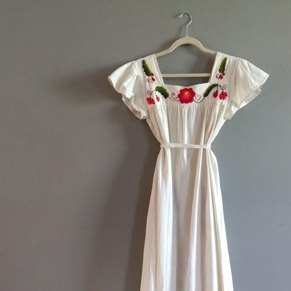 SOLD Vintage Handmade Embroidered Maxi Dress - Picture 7 of 8